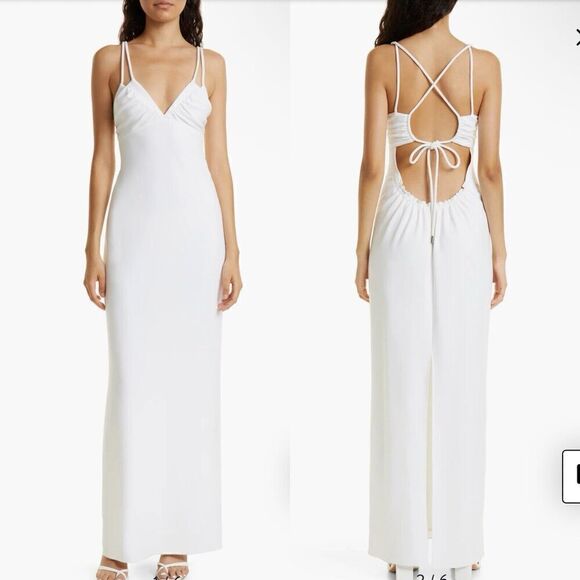 Tanya Taylor White Dasha Strappy Knit Maxi Dress Size L NWT $585 - Picture 1 of 12